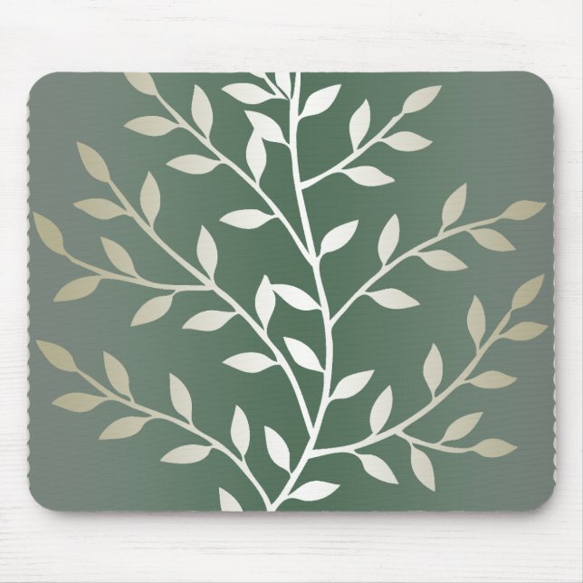 Tapis De Souris Branches feuillues élégantes vert clair et (Devant)