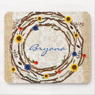Tapis de souris Branches Florales Rustiques Dentel