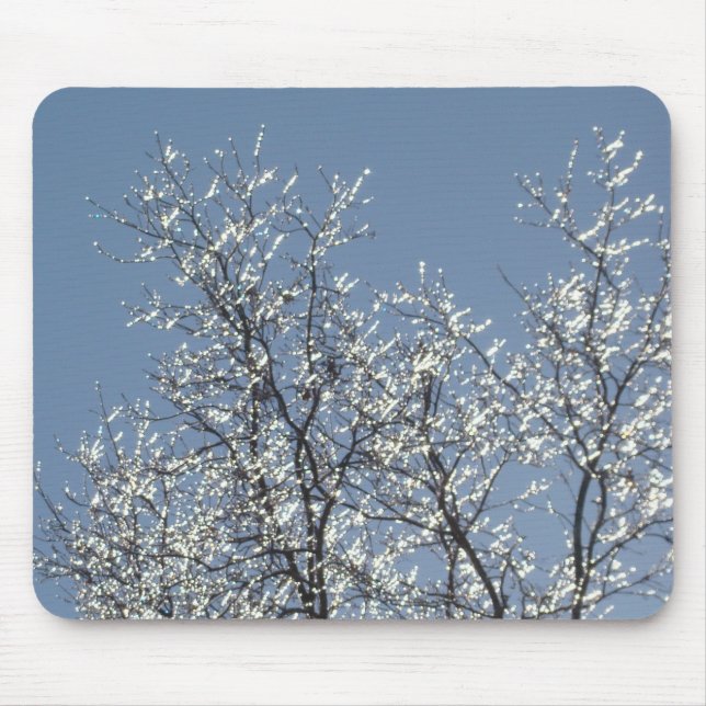 Tapis De Souris Branches Icy dans le ciel bleu d'hiver (Devant)