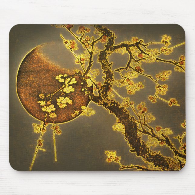 Tapis De Souris Branches Lune et Plum d'or Plaque de souris (Devant)