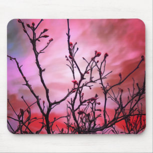 Tapis De Souris Branches Sombres Bufs Rouges Et Ciel Foyer