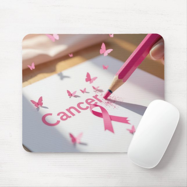 Tapis De Souris Breast Cancer Awareness Ribbon and Butterflies (Avec souris)