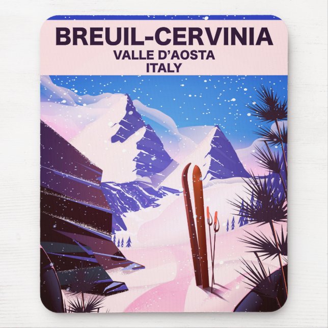 Tapis De Souris Breuil-Cervinia, Valle d’Aosta, italie, affiche de (Devant)