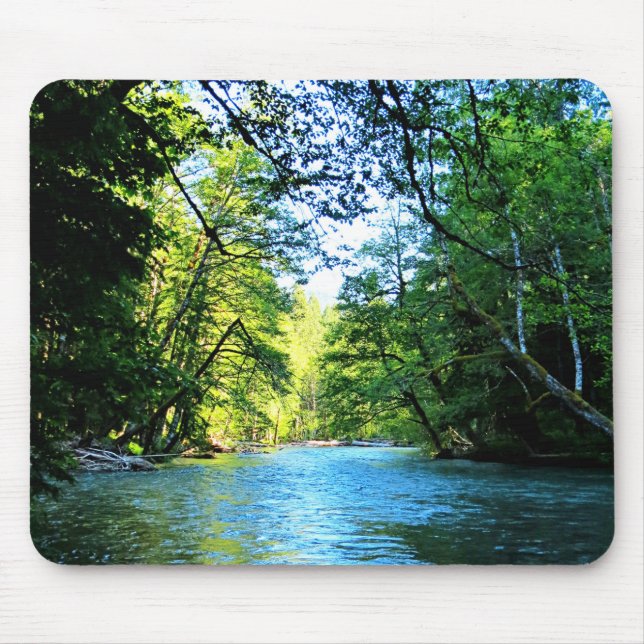 Tapis De Souris Bright Blue River Under Green Tree à Washington (Devant)