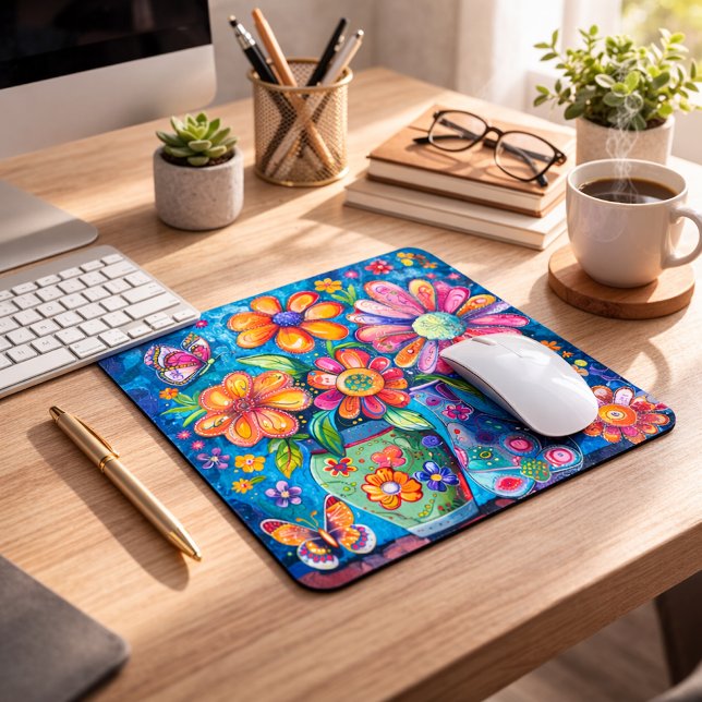 Tapis De Souris Bright Colorful Floral (Créateur téléchargé)