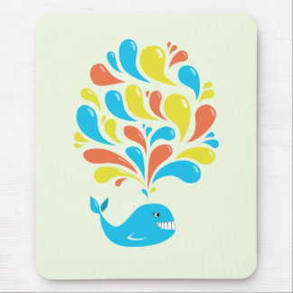 Tapis De Souris Bright Colorful Splash Happy Cartoon Whale