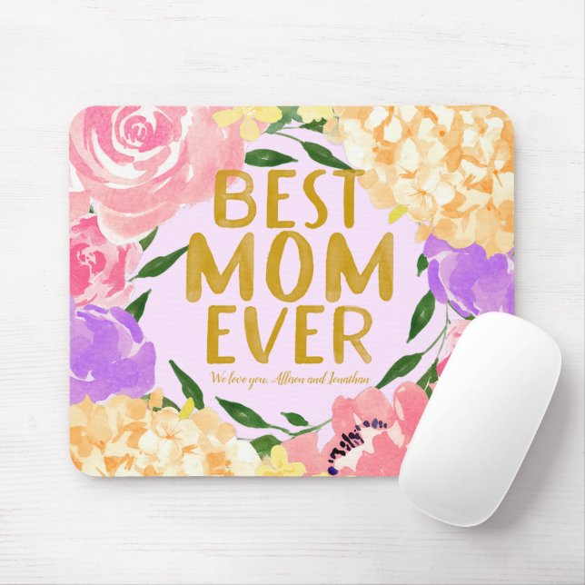 Tapis De Souris Bright Floral Meilleure Maman Jour des mères (Avec souris)