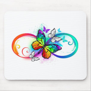 Tapis De Souris Bright infinity with rainbow butterfly