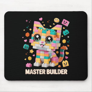 Tapis De Souris Briques de construction de chat Maître constructeu
