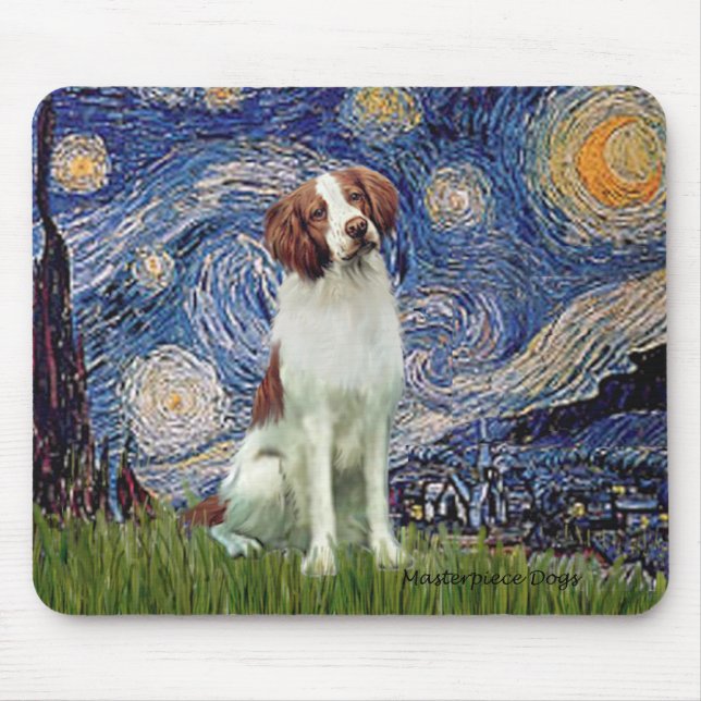 Tapis De Souris Brittany Spaniel 3 - Nuit étoilée (Devant)