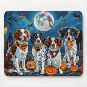 Tapis De Souris Brittany Spaniel Halloween Effrayant