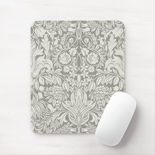 Tapis De Souris brocade en dentelle blanche élégante (Avec souris)