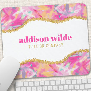 Tapis De Souris Brochures colorées modernes Gold Chic Business