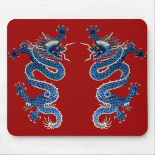 Tapis De Souris Broderie orientale bleue de Chinois d'antiquité de