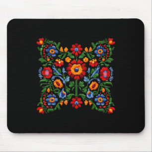 Tapis De Souris Broderie ukrainienne drôle Fleurs traditionnelles 