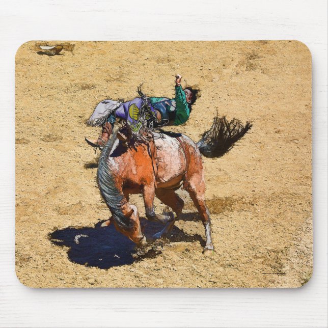 Tapis De Souris Bronco s'opposant et #Gift de cowboy de rodéo (Devant)