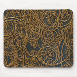 Tapis De Souris Bronze Rustique Floral Ornate Damask