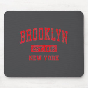 Tapis De Souris Brooklyn New York Ny Conception Srts Vintage Rouge