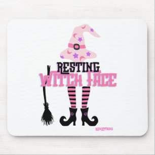 Tapis De Souris Broomstick Halloween visage Sorcière de repos