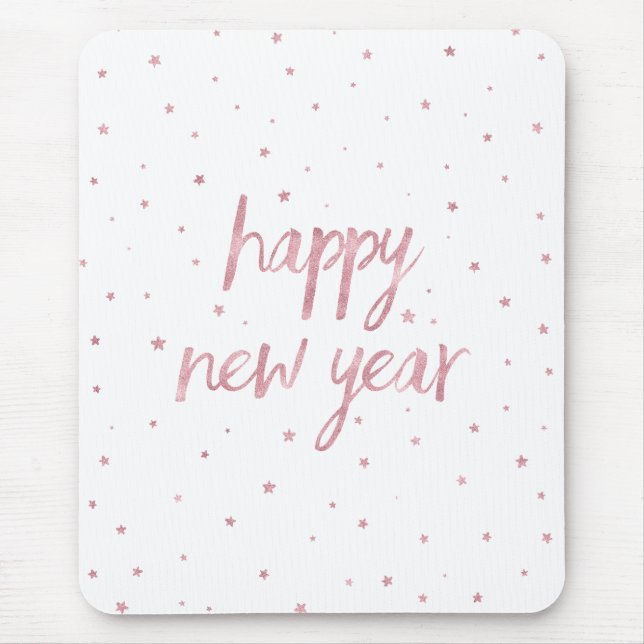 Tapis De Souris Brosse Script Faux Rose Parties scintillant or (Devant)
