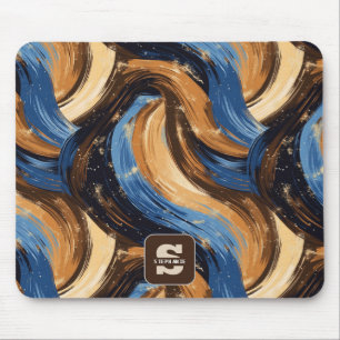Tapis De Souris Brosses Abstraites en bleu et Brown
