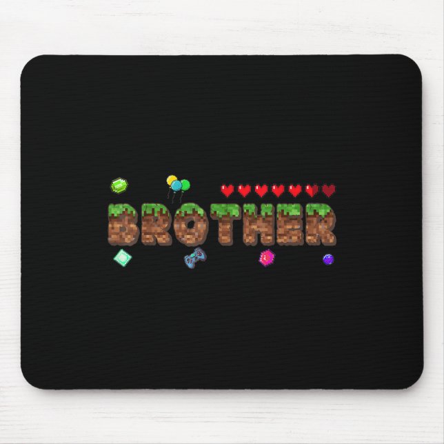 Tapis De Souris Brother Of The Birthday Boy Pixel Game Matching Fa (Devant)