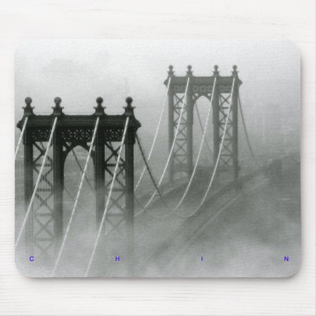 Tapis De Souris Brouillard de matin de pont de Manhattan (Devant)