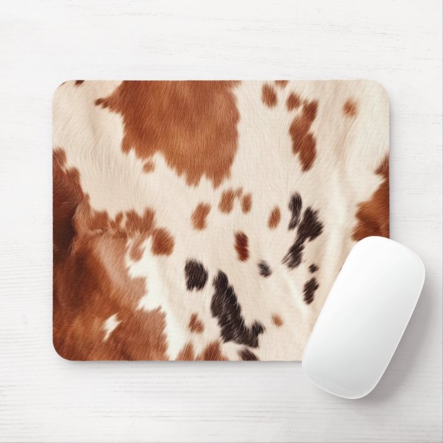 Tapis De Souris Brown Cream Southwest Cowhide  (Avec souris)