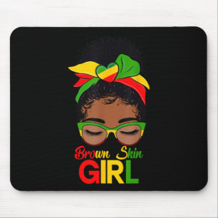 Tapis De Souris Brown fille de la peau Black femmes Messy Bun Blac