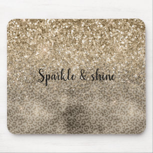 Tapis De Souris Brown Leopard Print Gold Glitter sparkle