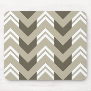 Tapis De Souris Brown moderne, beige, motif blanc de Chevron