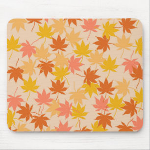 Tapis De Souris Brown Orange Automne Floral Feuille Y2K Motif
