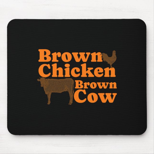 Tapis De Souris Brown poulet Vache Brown Retro Musique Bow Chicka  (Devant)