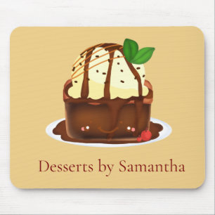 Tapis De Souris Brownie au Chocolat Avec Crème Glacée Vanille