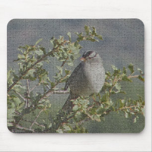 Tapis De Souris Bruant sur la branche Photo Mosaic Motif Nature
