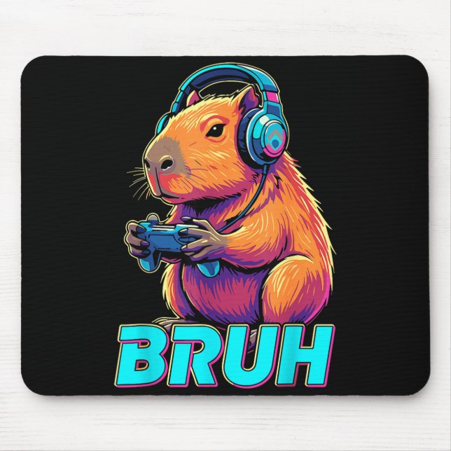 Tapis De Souris Bruh Capybara Drôles de jeux vidéo Capybaras  (Devant)