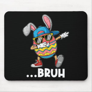 Tapis De Souris Bruh Dabbing Lapin de Pâques Mignon Dab Danse Garç