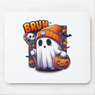 Tapis De Souris Bruh Ghost Halloween mignon Ghost Tricot Ou Traite