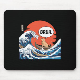 Tapis De Souris Bruh Grande Vague Kanagawa Drôle Surf Japonais Cha