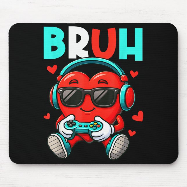 Tapis De Souris Bruh Heart Gamer Video Gaming Controller Valentine (Devant)