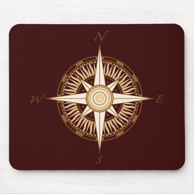 Tapis De Souris Brun antique Mousepad de boussole (Devant)
