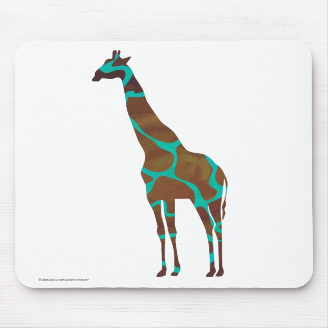 Tapis De Souris Brun de girafe et copie turquoise (Devant)