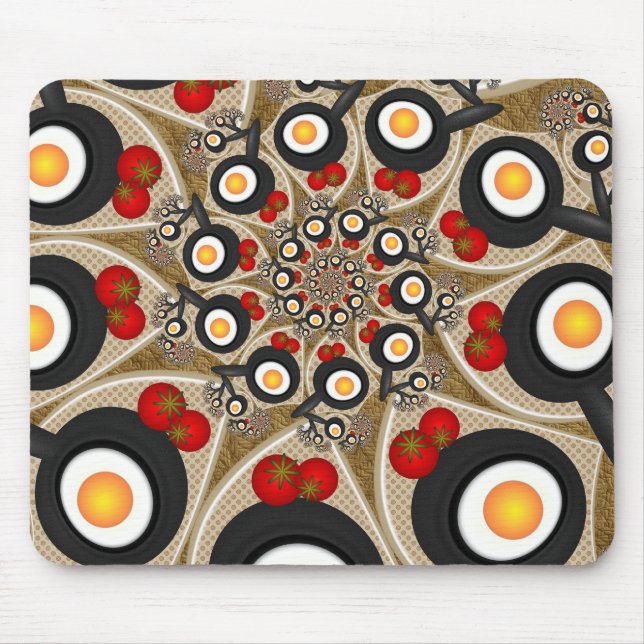 Tapis De Souris Brunch Fractal Art Drôle Nourriture, Tomates, Oeuf (Devant)
