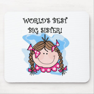 Tapis De Souris Brunette World's Best Big Sister Tshirts and Gifts