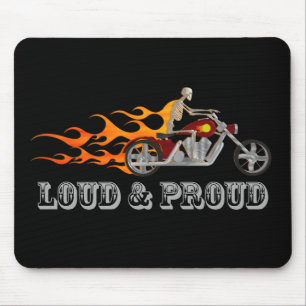 Tapis De Souris Bruyant et fier : Cycliste et flammes
