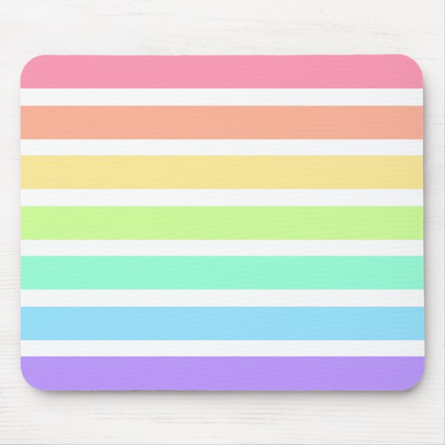 Tapis De Souris Bubblegum arc-en-ciel et bandes blanches (Devant)