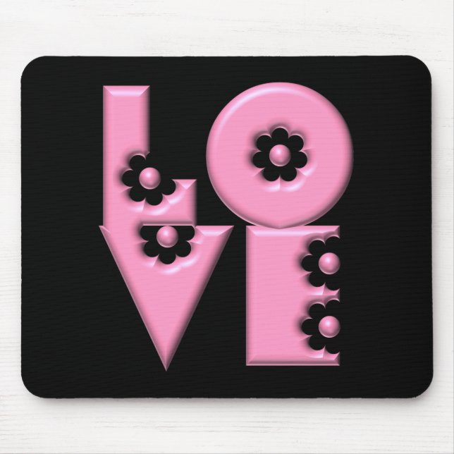 Tapis De Souris Bubblegum rose 3D LOVE Carré (Devant)