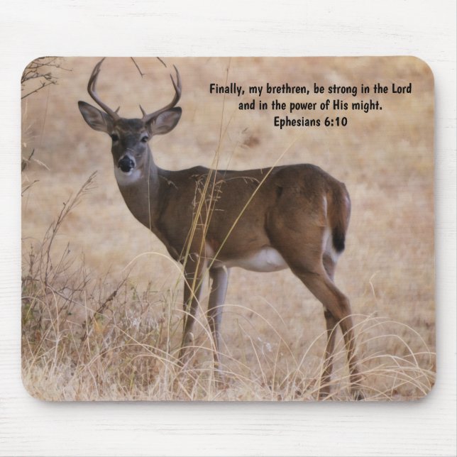 Tapis De Souris Buck Deer Faith Strong Bible Verse (Devant)