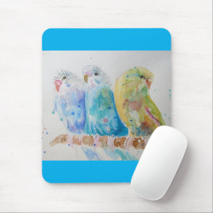 Tapis De Souris Budgie Aquarelle Peinture d'oiseau Budgies Aqua Tu