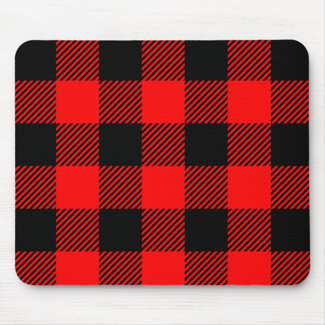 Tapis De Souris Buffalo Check Rouge et Noir Lumberjack Plaid Decor (Devant)